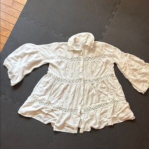 White Boho Blouse with Lace Details